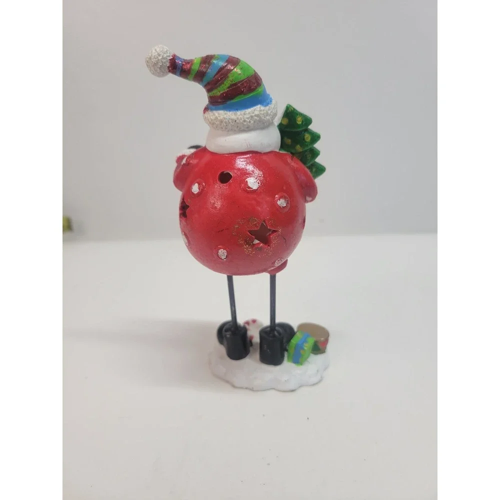 Charming Santa Claus Figurine with Lantern and Christmas‎ Tree Whimsical Decor